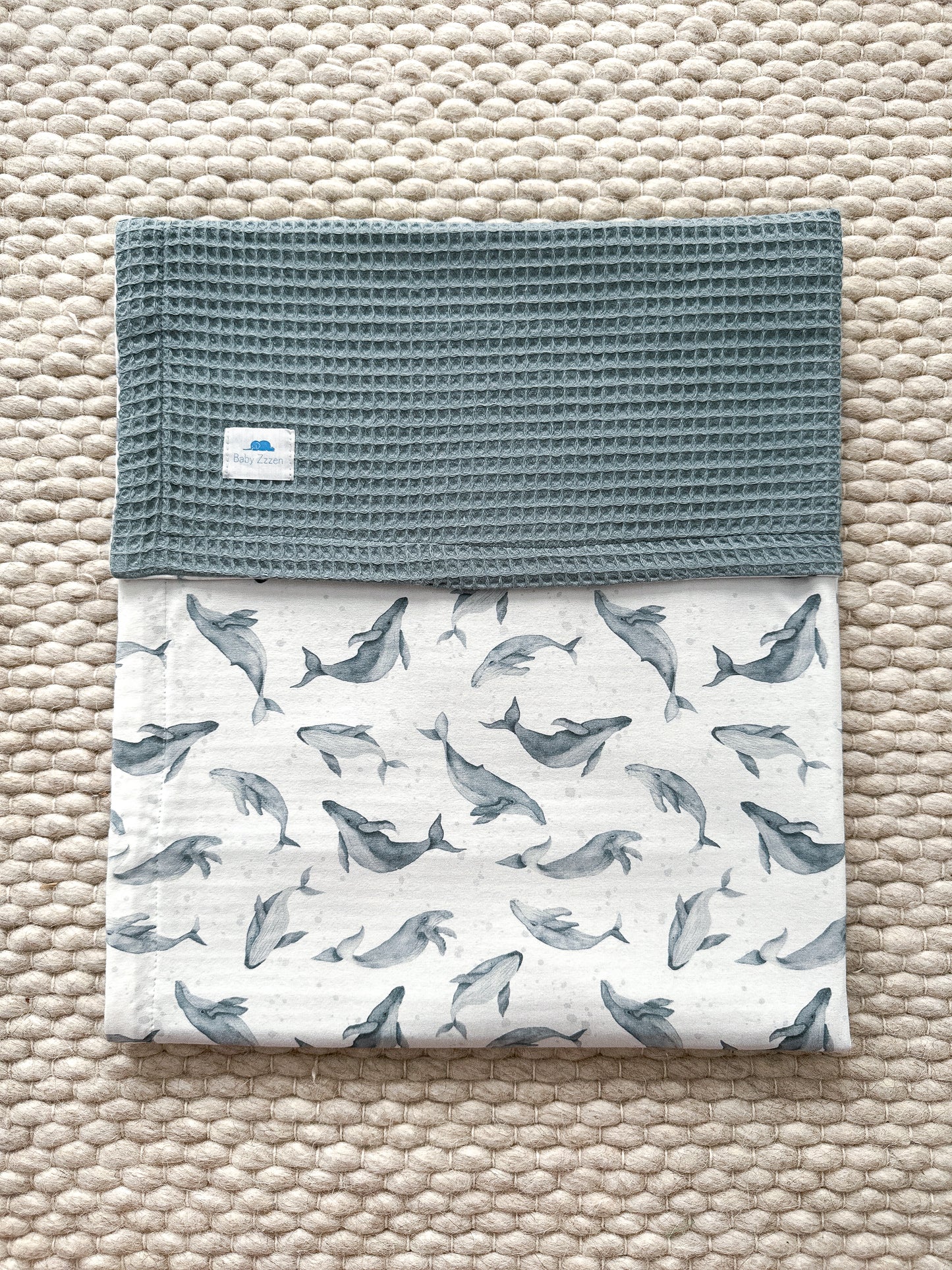 Baby Set Whales with Waffle Blanket