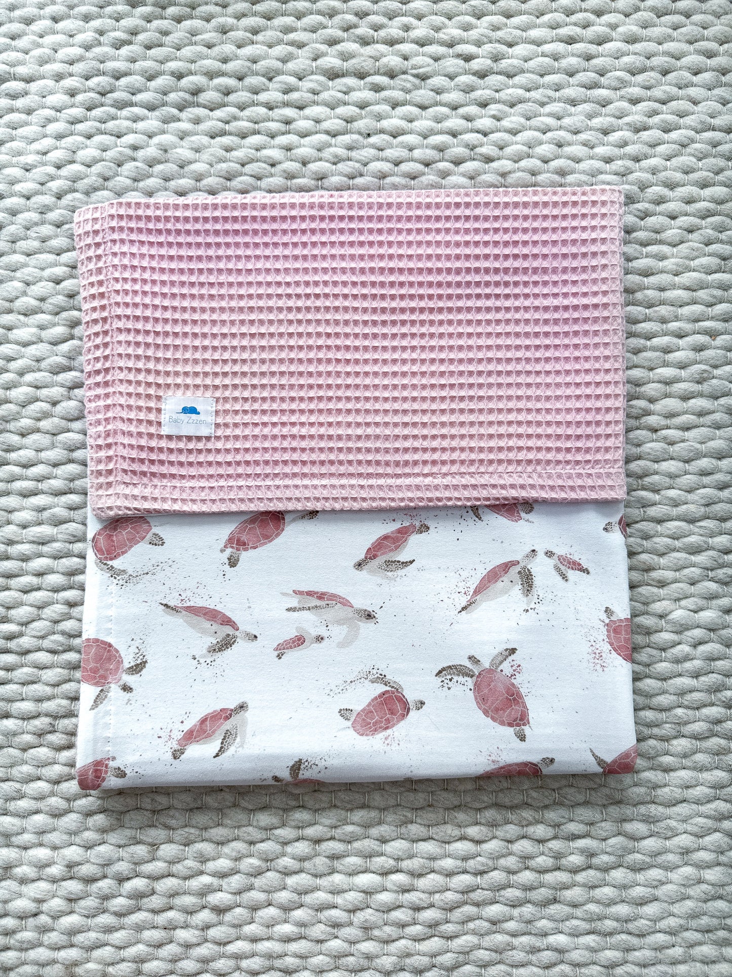 Baby Set Pink Turtles with Waffle Blanket