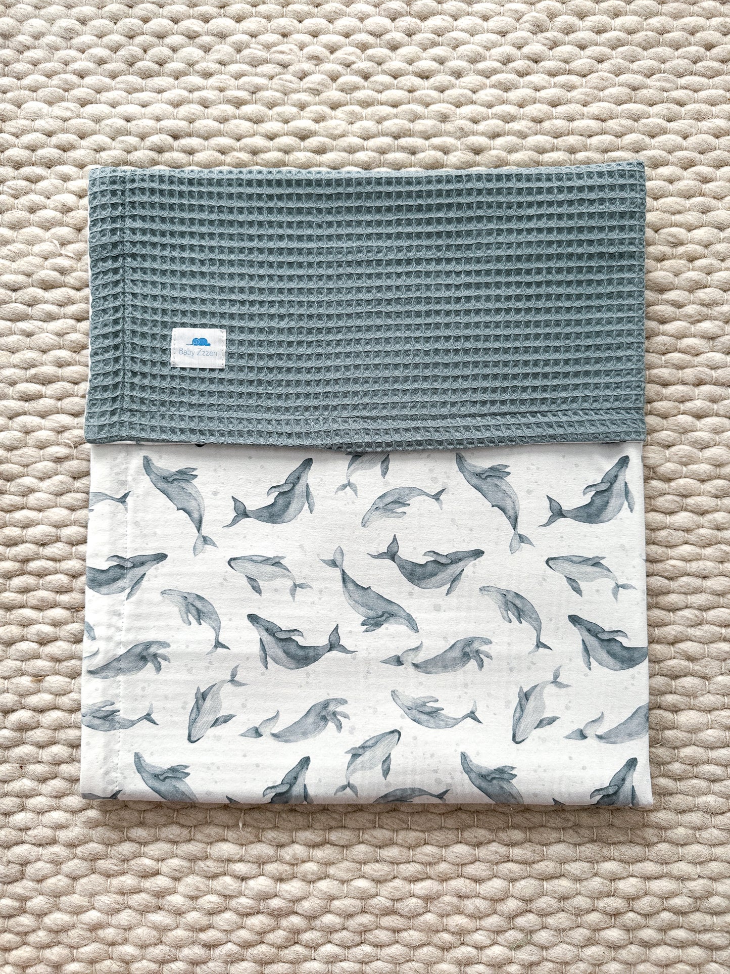 Baby waffle blanket with Whales