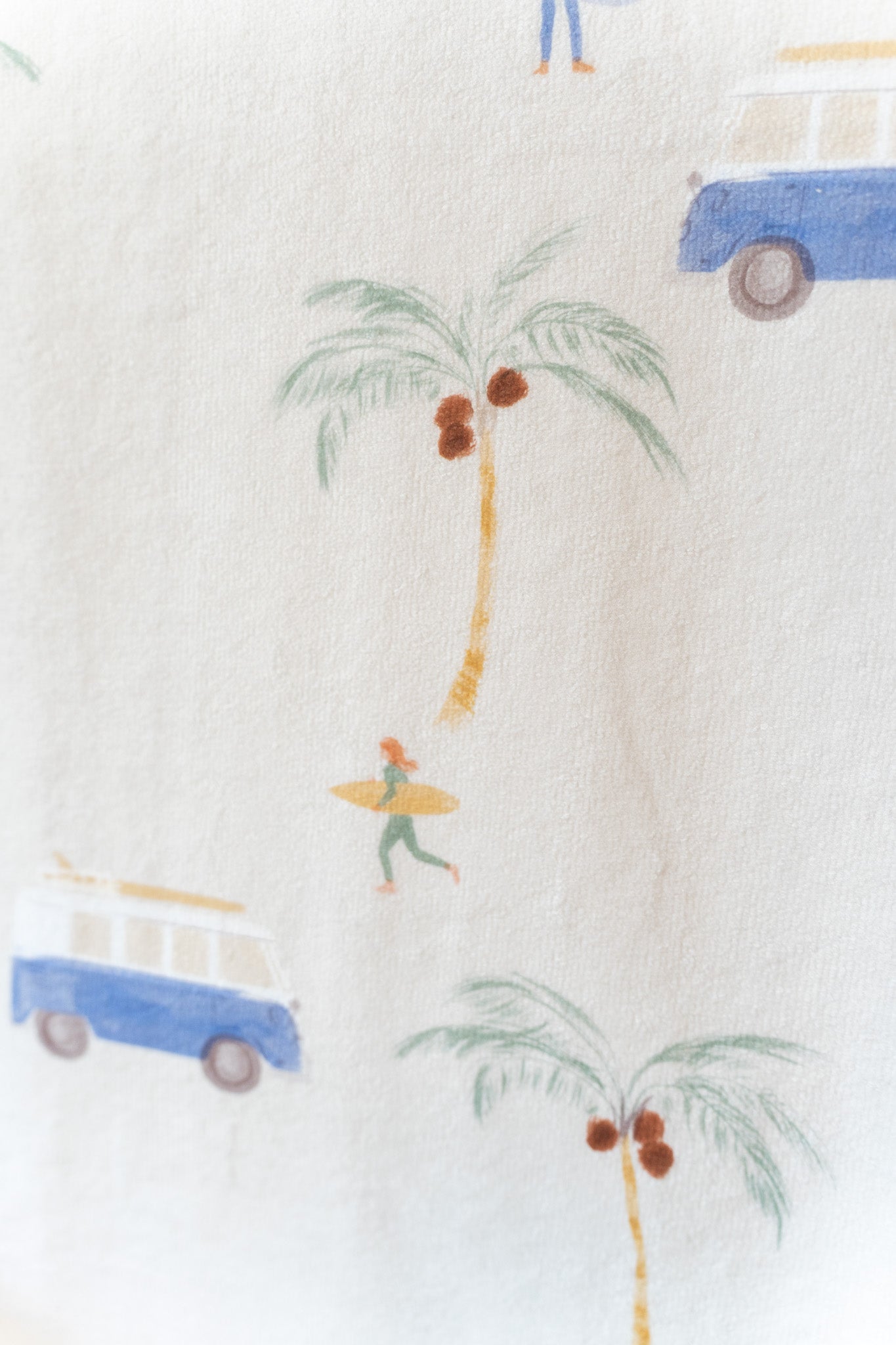 Eco towel with palms and surfer