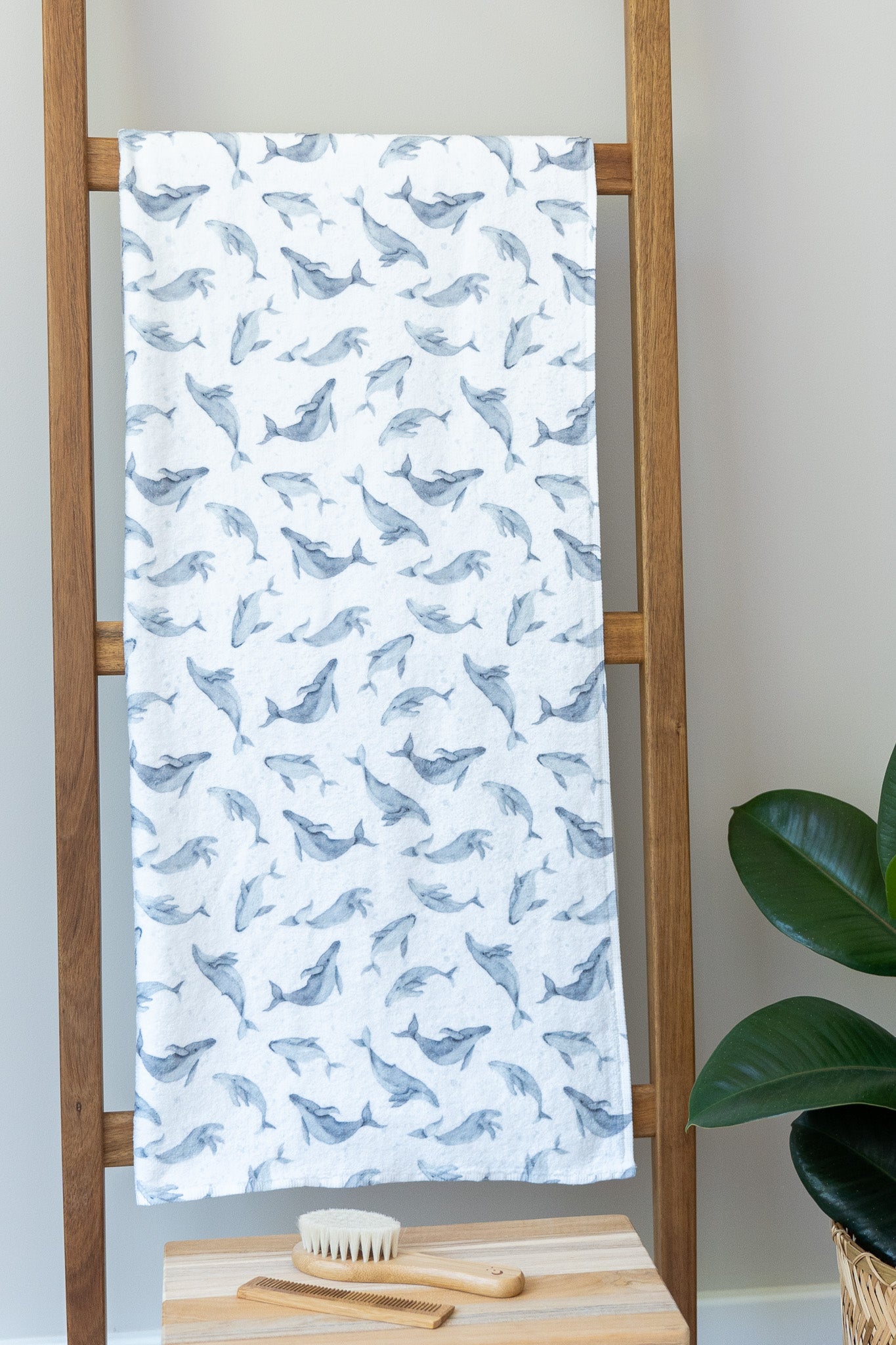 Baby terry towel with whales