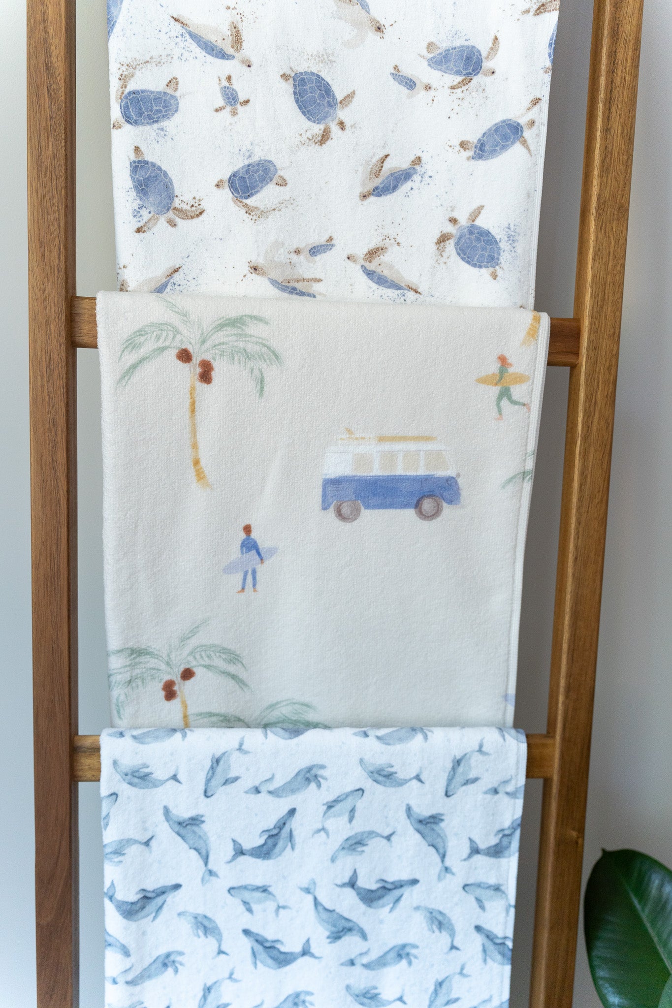 Eco towel with palms and surfer