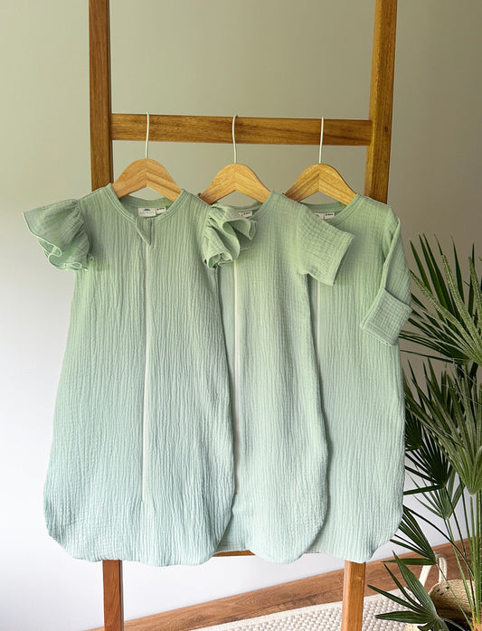 Muslin Sleeping Bag Eucalyptus (3 options)