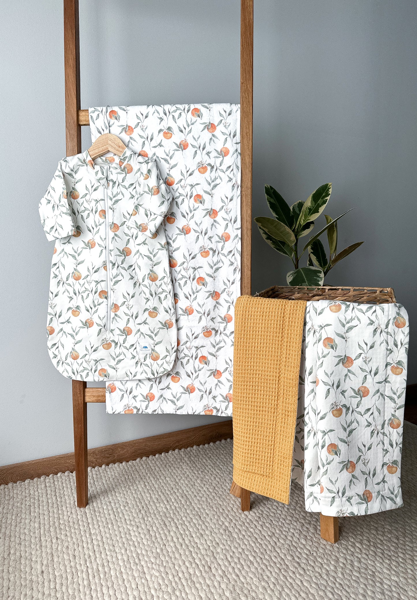 Baby Set ORANGES with Waffle Blanket