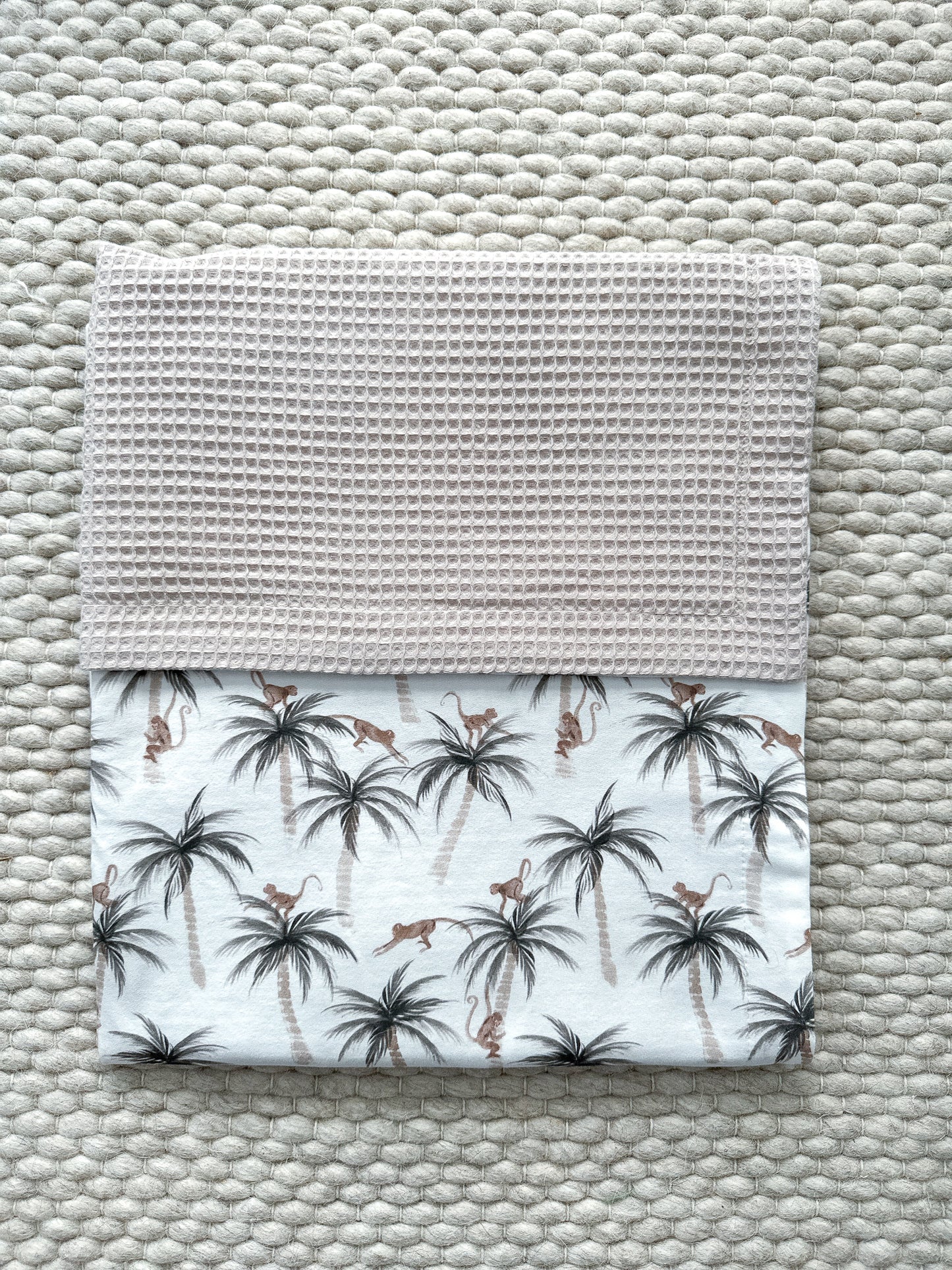 Baby waffle blanket with Palms and Monkeys