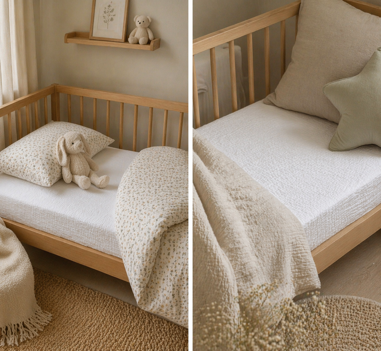 Off-White Eco Muslin Fitted Sheet