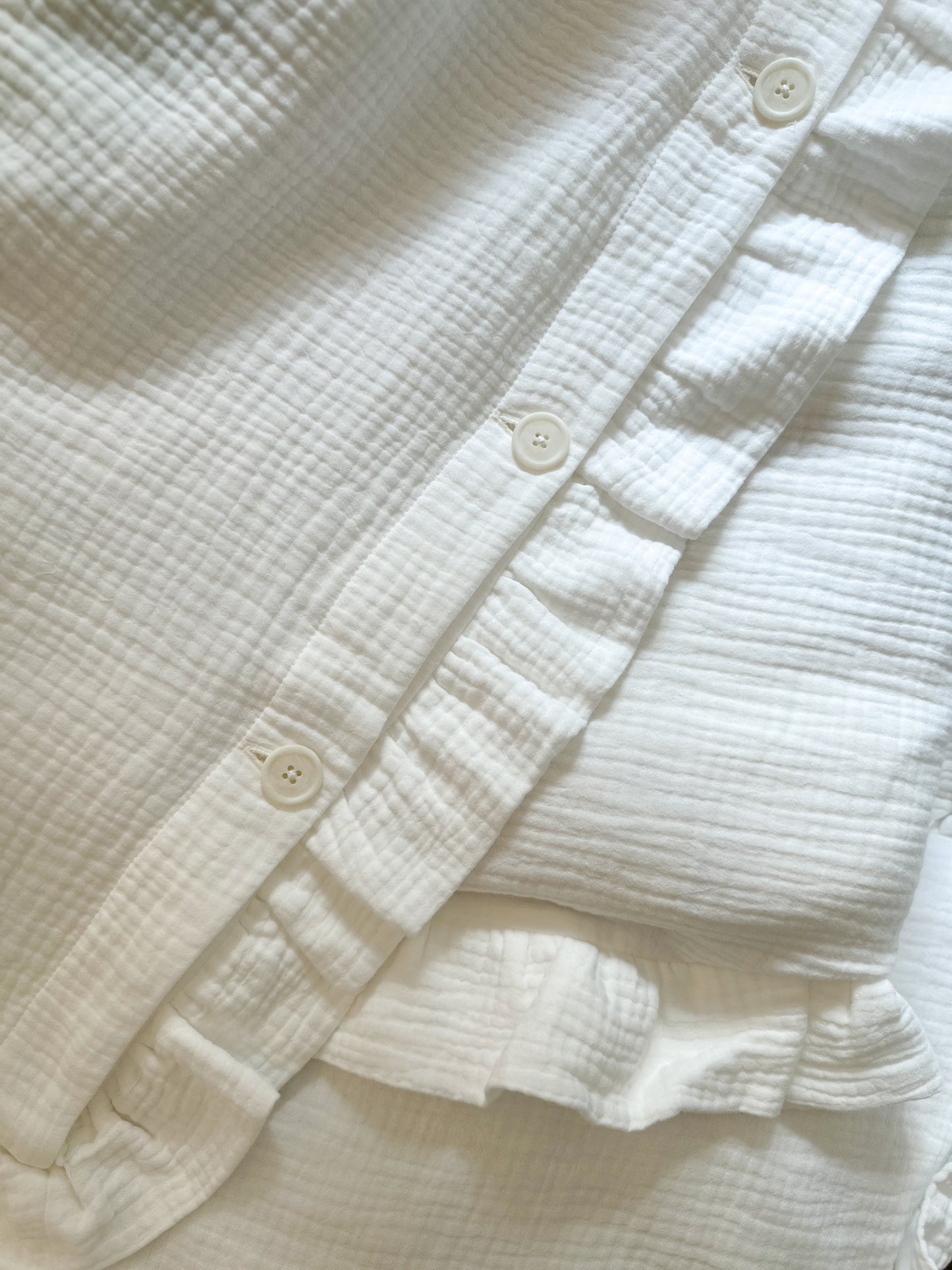 White Muslin Kids Bedding Set with Ruffles | Soft Cotton Nursery Bedding