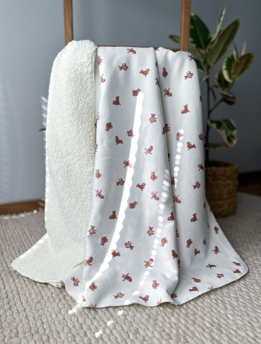 Wooly teddy blanket with Teddy Bears