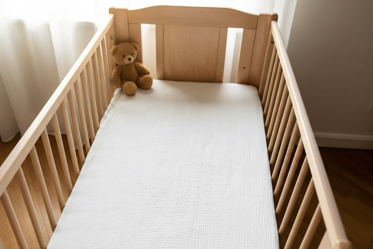 Off-White Eco Muslin Fitted Sheet