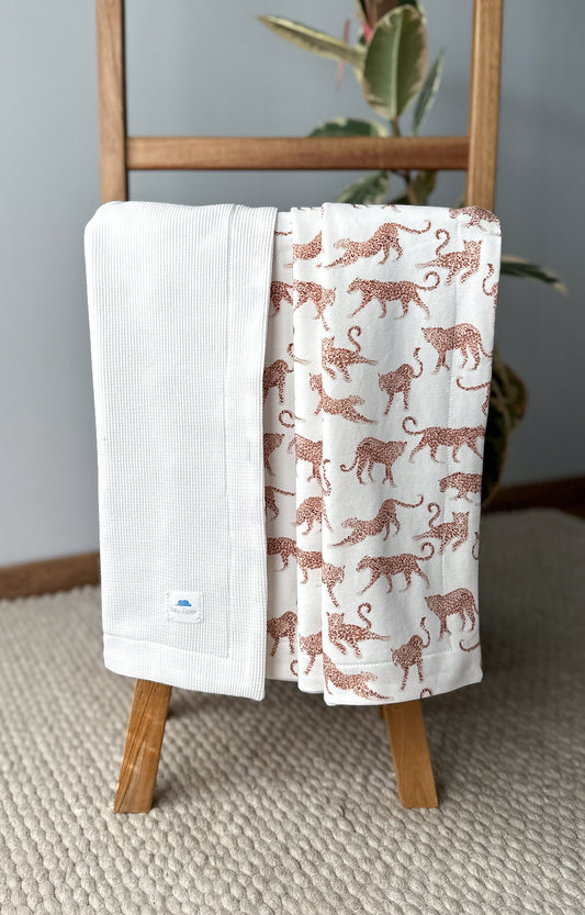 Baby waffle blanket with Leopards