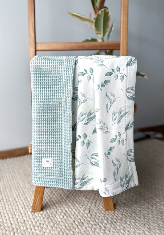 Baby waffle blanket with Eucalyptus