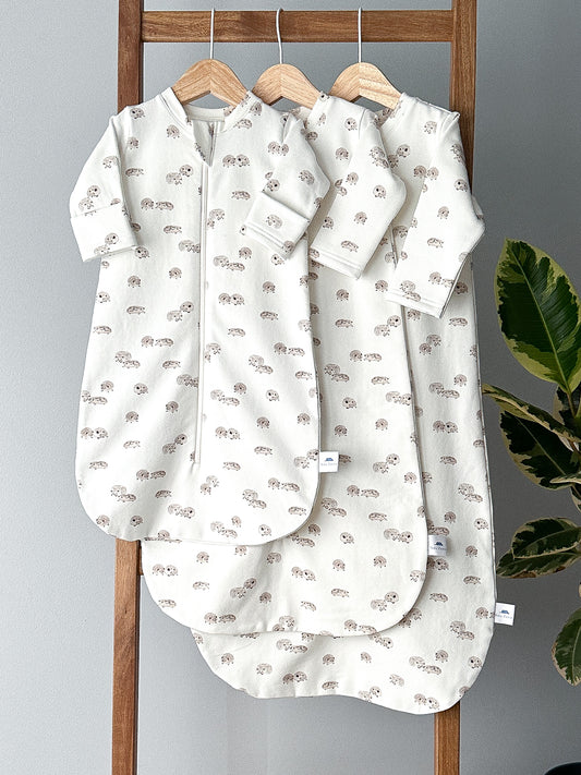 Warm baby sleeping bag with Hedgehogs