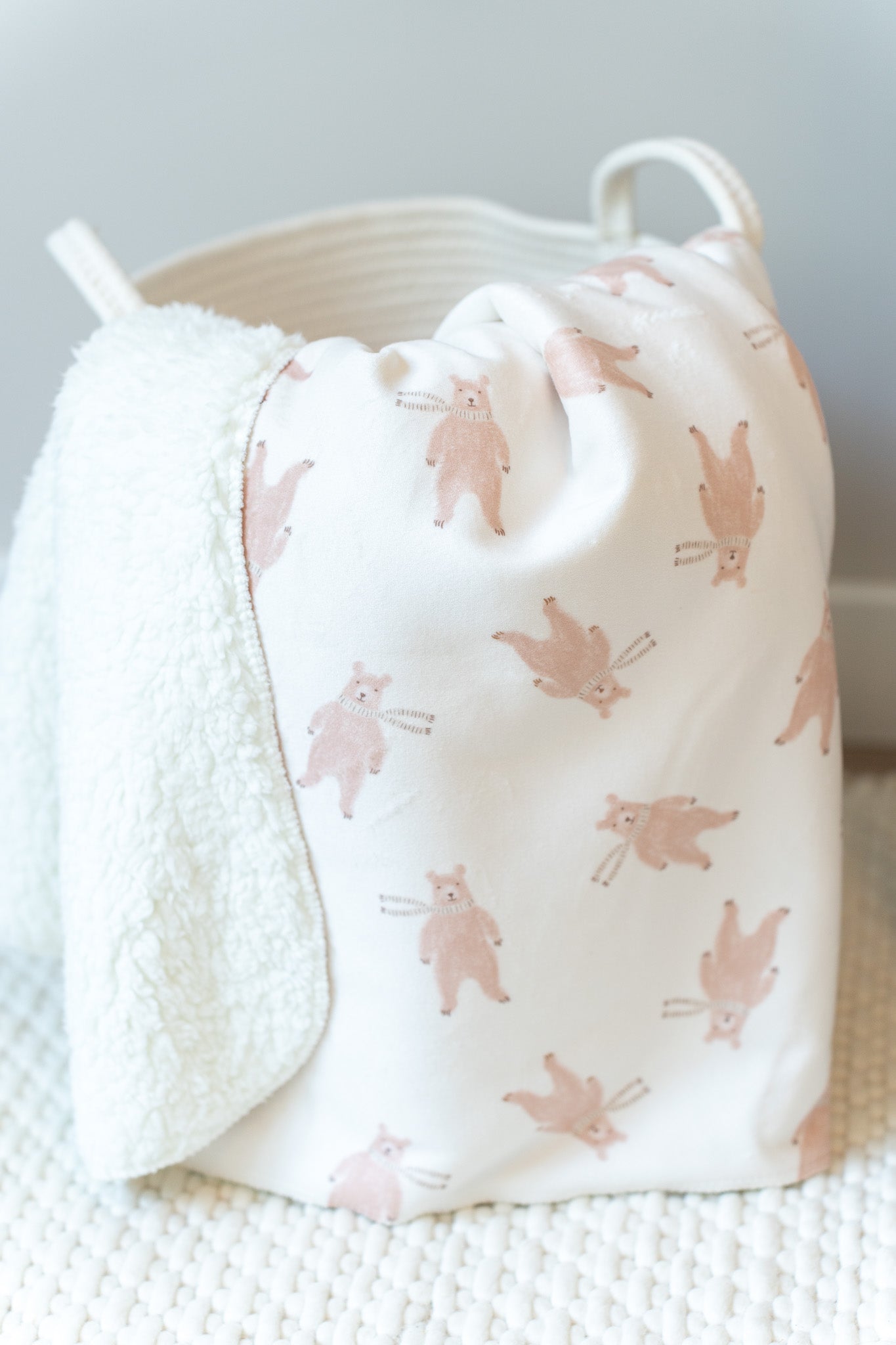 Large velvet wooly teddy blanket with polar bears