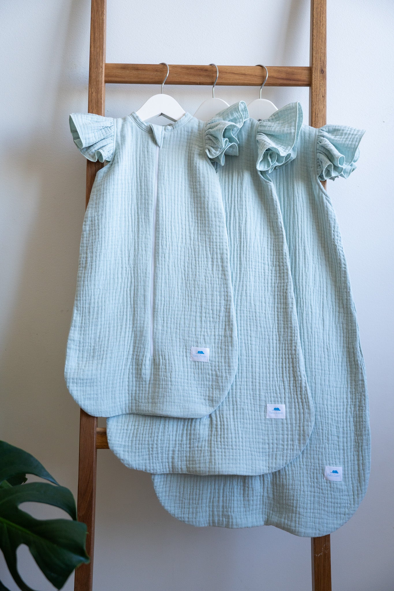 Baby Set  Muslin Eucalyptus with Waffle Blanket