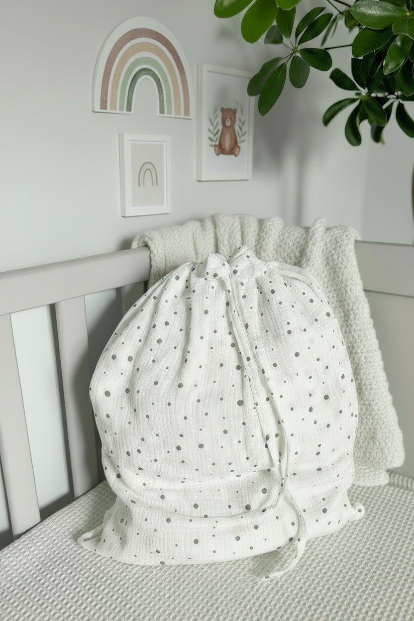 soft polka dot nursery bedding