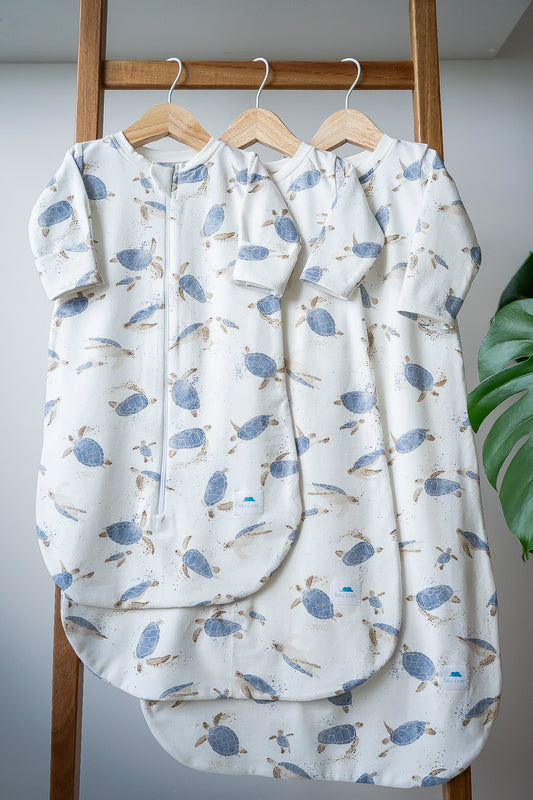Baby Sleeping Bag  with blue Turtles
